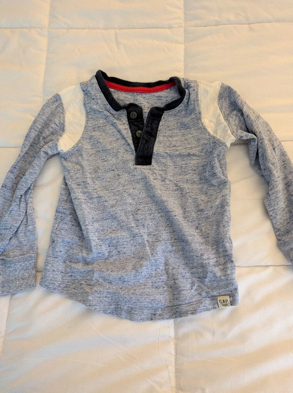 Gap Boys' Heather Blue Long-Sleeve Henley Top